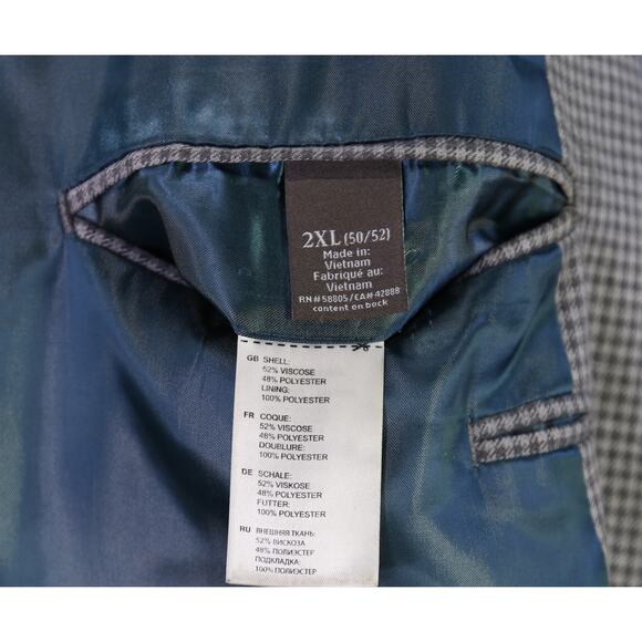 Oak Hill Blazer Gray Taupe Gingham Check 2-Btn Sportcoat Jacket 50 52 2XL - Picture 9 of 10